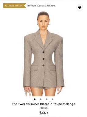 HELSA Tailored Tweed Blazer in Taupe Melange